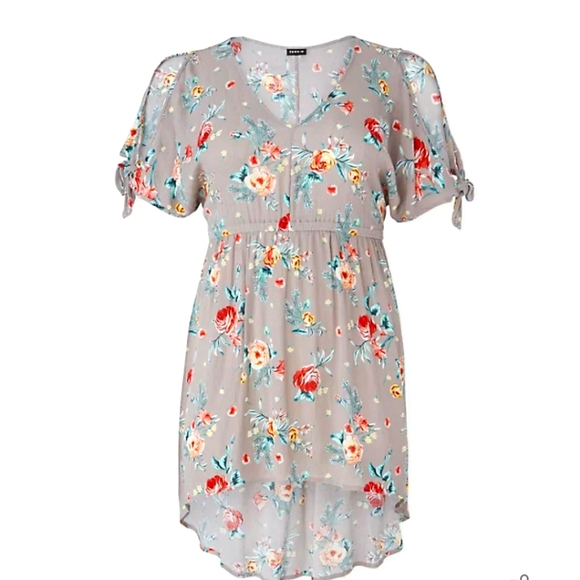 Gauze babydoll top Torrid floral tunic high low size 00 or size 10 women NEW - Picture 1 of 6